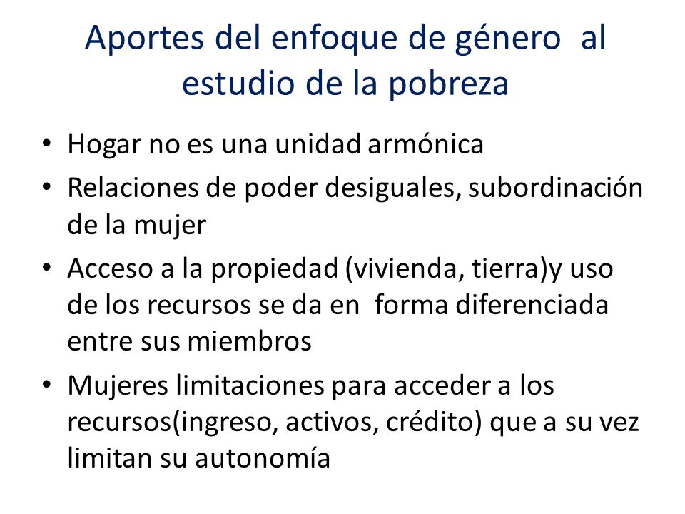 Aportes del enfoque de género al estudio de la pobreza