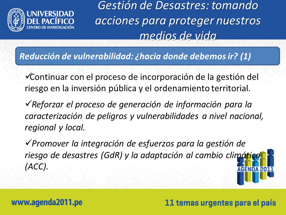 Gestión de Desastres: tomando acciones para proteger nuestros medios de vida