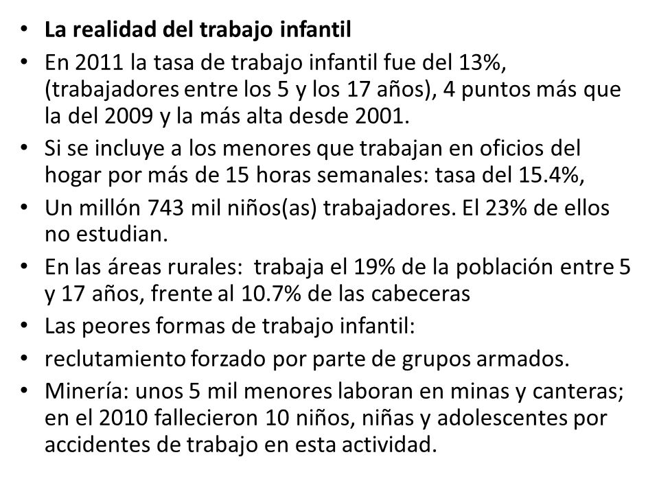 La realidad del trabajo infantil