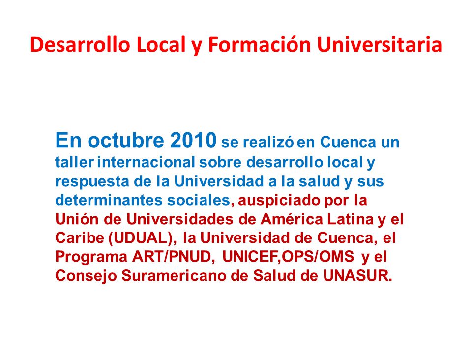 Desarrollo Local y Formación Universitaria