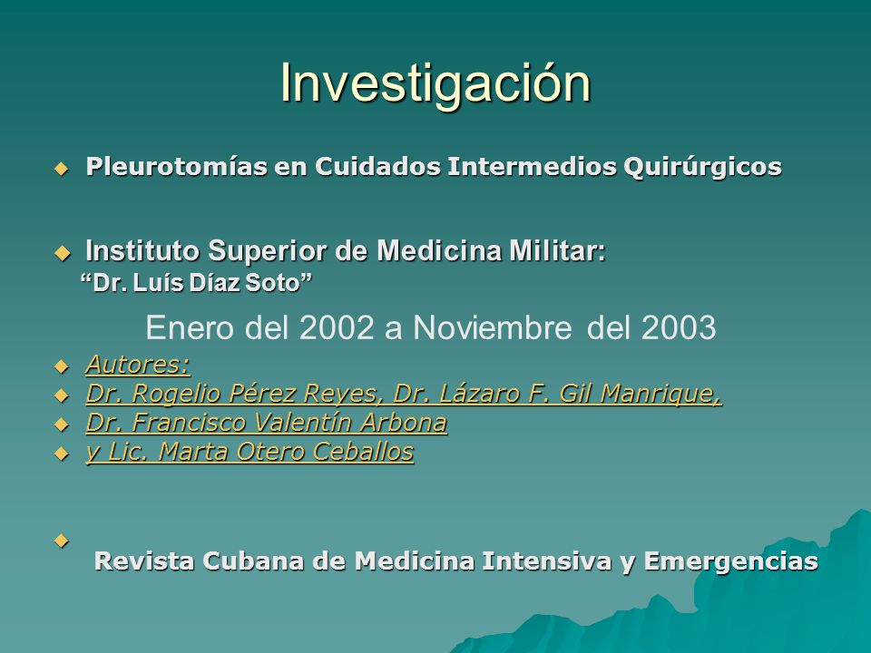 Investigación Enero del 2002 a Noviembre del 2003