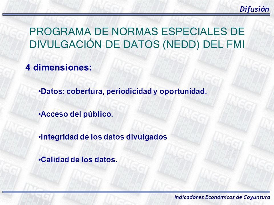 PROGRAMA DE NORMAS ESPECIALES DE DIVULGACIÓN DE DATOS (NEDD) DEL FMI