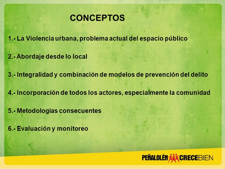 CONCEPTOS 1.- La Violencia urbana, problema actual del espacio público