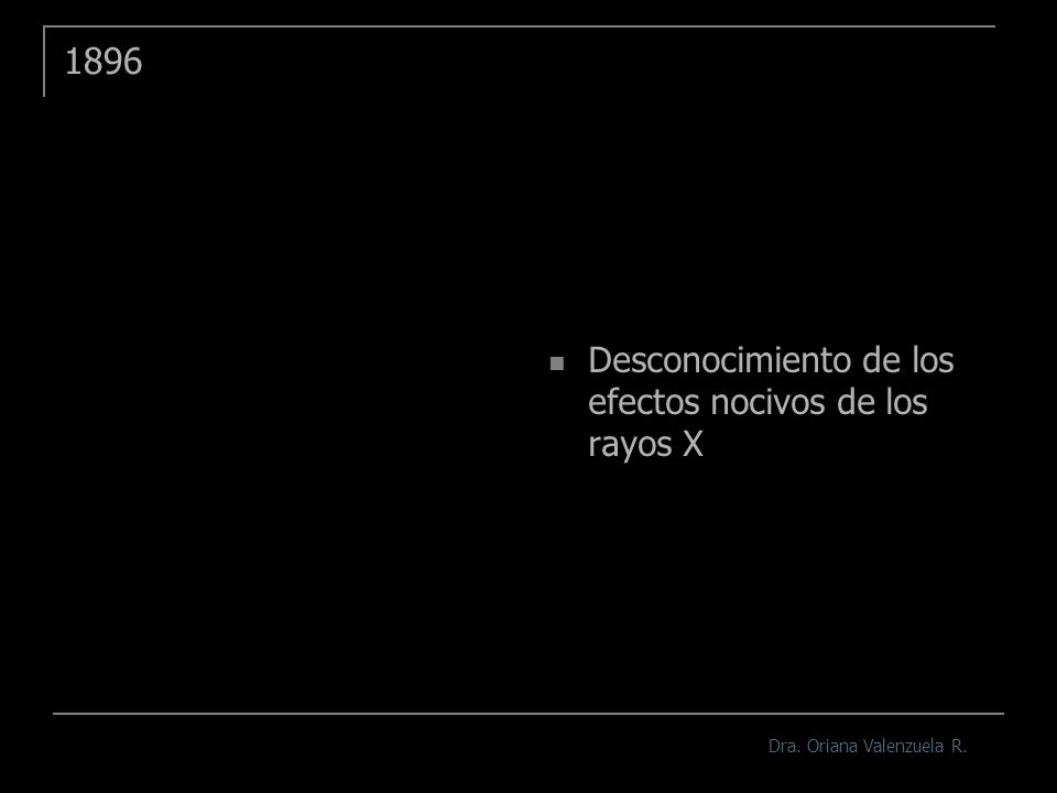 1896 Desconocimiento de los efectos nocivos de los rayos X
