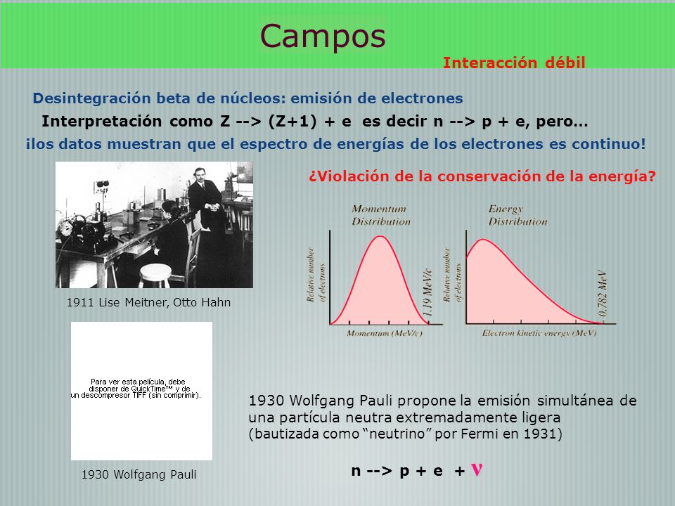 Interpretación como Z --> (Z+1) + e es decir n --> p + e, pero…