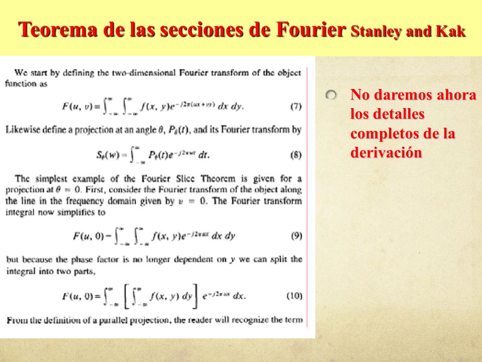 Teorema de las secciones de Fourier Stanley and Kak