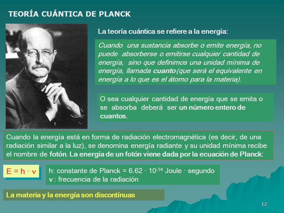 E = h · n TEORÍA CUÁNTICA DE PLANCK