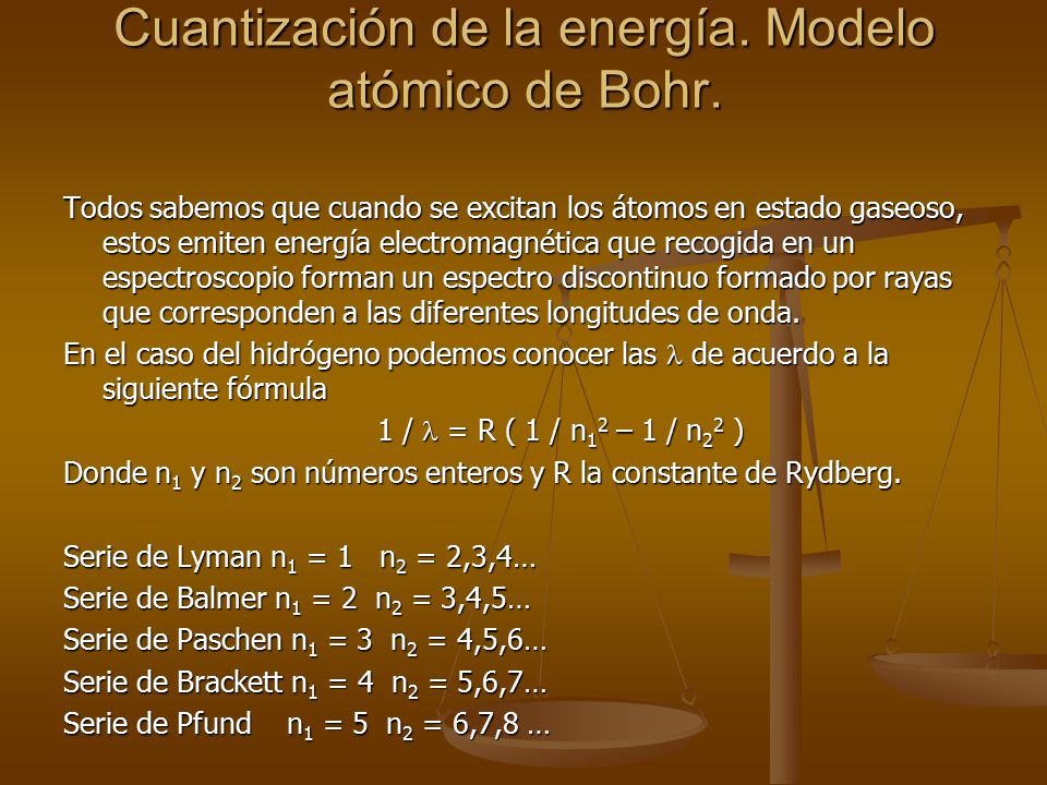 Cuantización de la energía. Modelo atómico de Bohr.