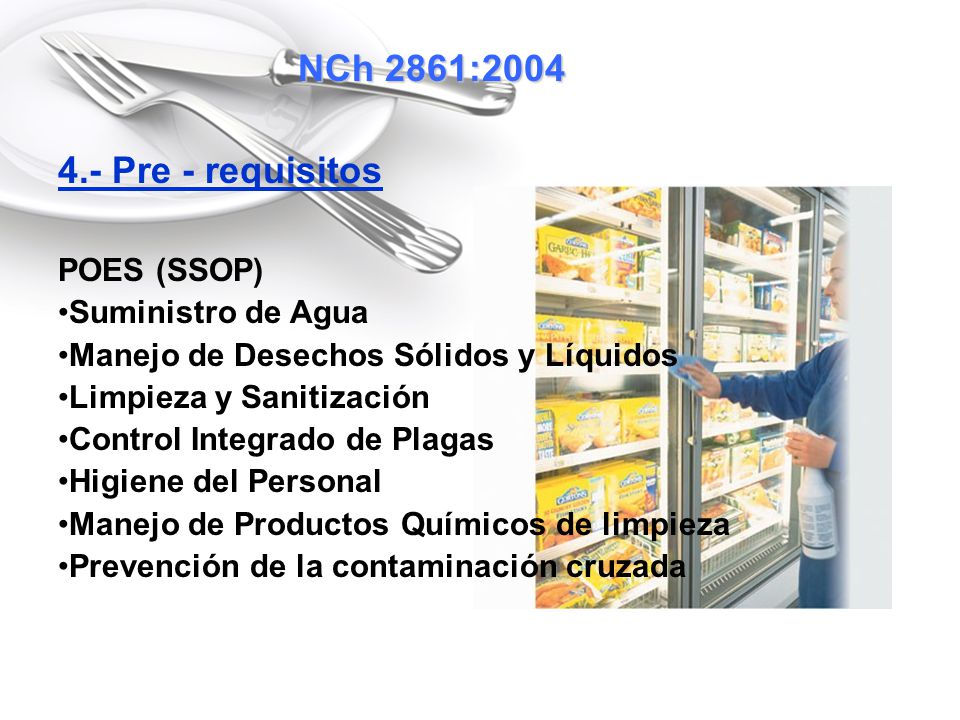 NCh 2861: Pre - requisitos POES (SSOP) Suministro de Agua
