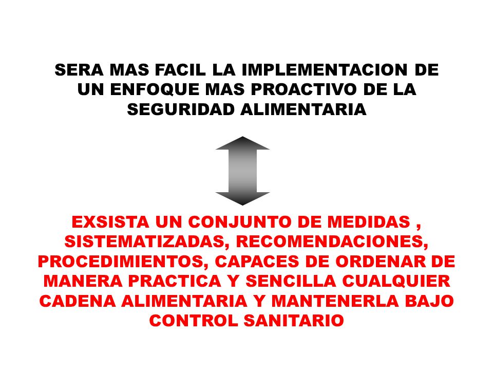 SERA MAS FACIL LA IMPLEMENTACION DE UN ENFOQUE MAS PROACTIVO DE LA SEGURIDAD ALIMENTARIA