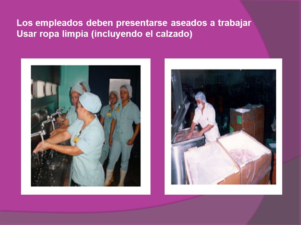 Los empleados deben presentarse aseados a trabajar Usar ropa limpia (incluyendo el calzado)