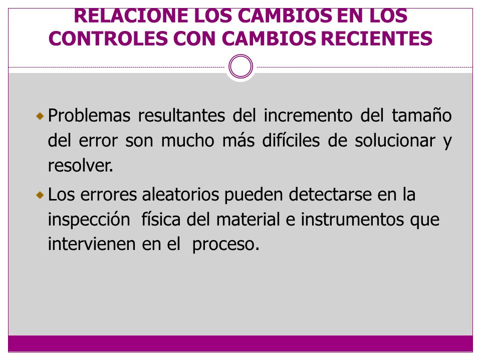 BUEN HABITO 4 RELACIONE LOS CAMBIOS EN LOS CONTROLES CON CAMBIOS RECIENTES