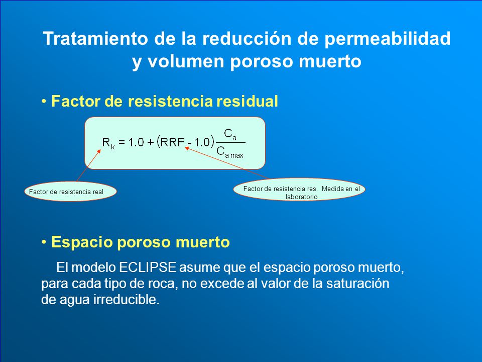 Tratamiento de la reducción de permeabilidad y volumen poroso muerto