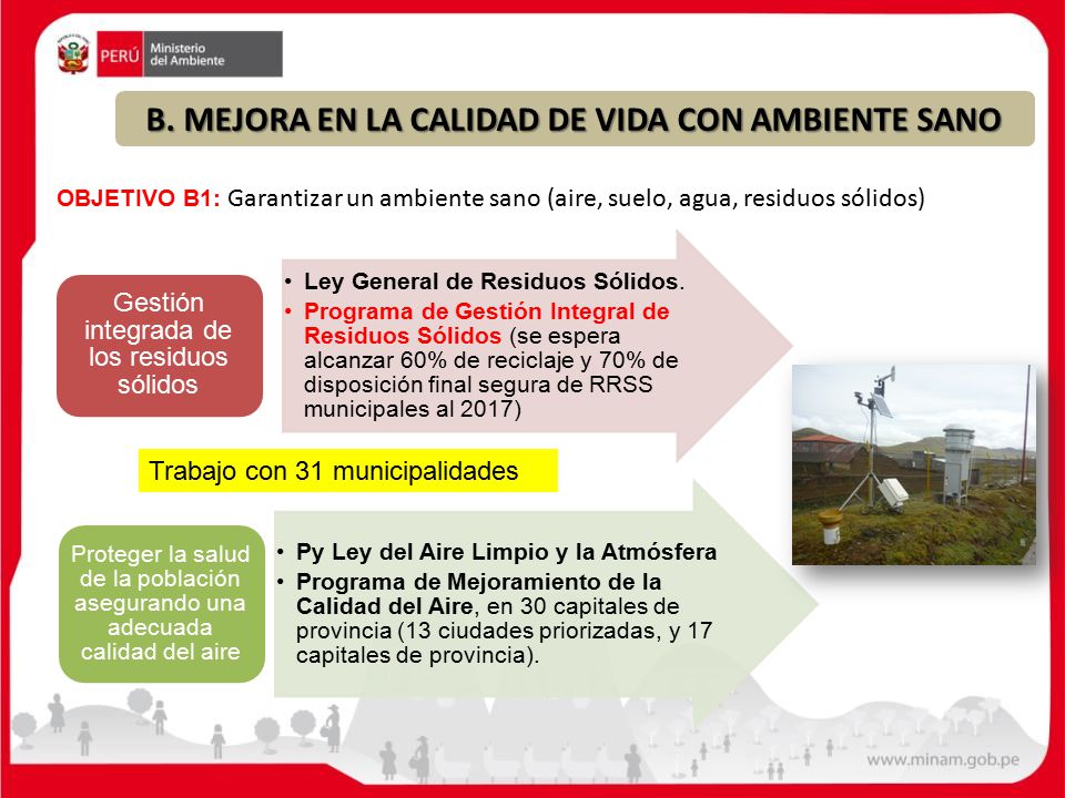 B. MEJORA EN LA CALIDAD DE VIDA CON AMBIENTE SANO