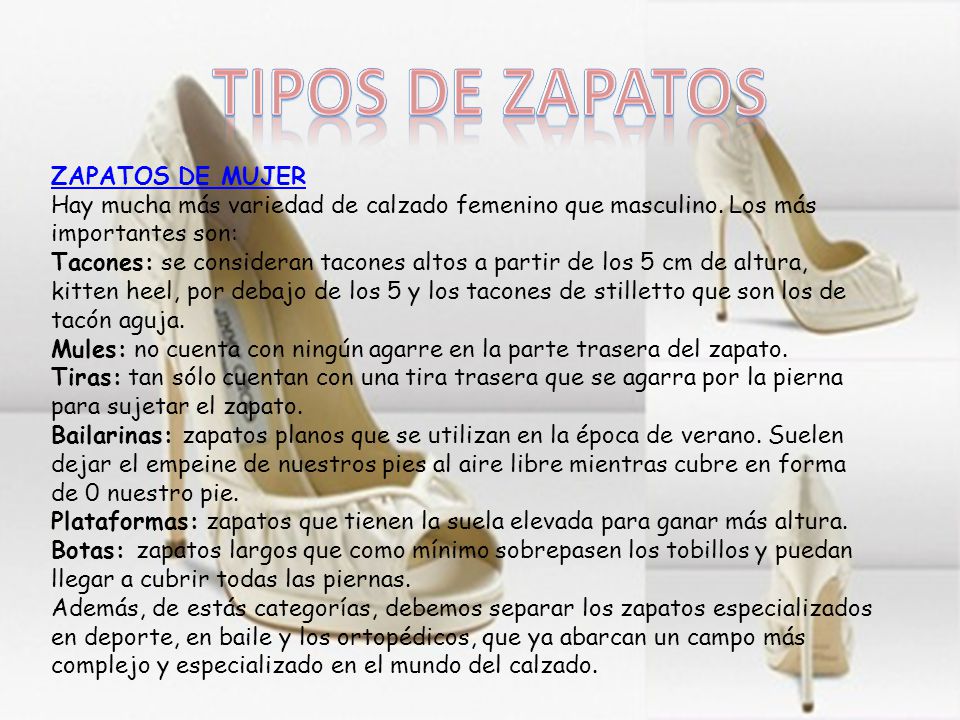 TIPOS DE ZAPATOS ZAPATOS DE MUJER