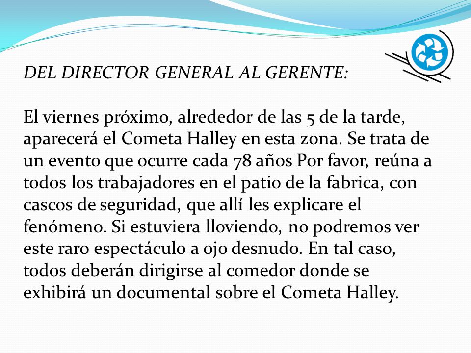 DEL DIRECTOR GENERAL AL GERENTE: