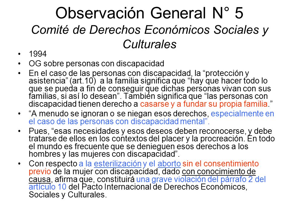 Observación General N° 5 Comité de Derechos Económicos Sociales y Culturales