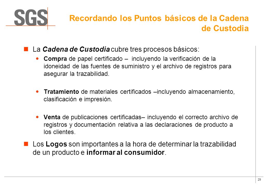 Recordando los Puntos básicos de la Cadena de Custodia