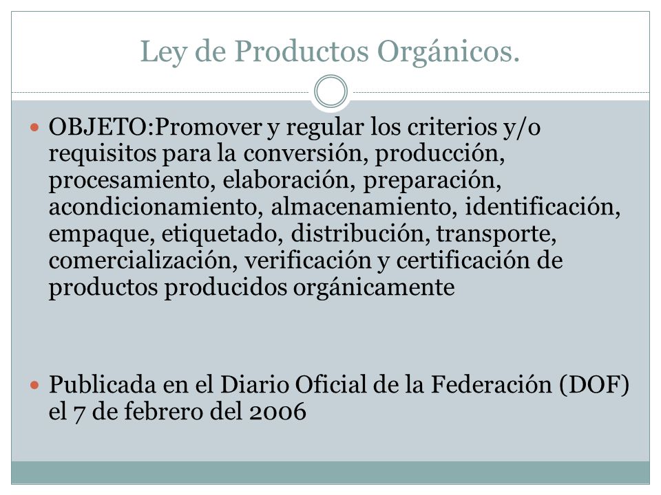 Ley de Productos Orgánicos.