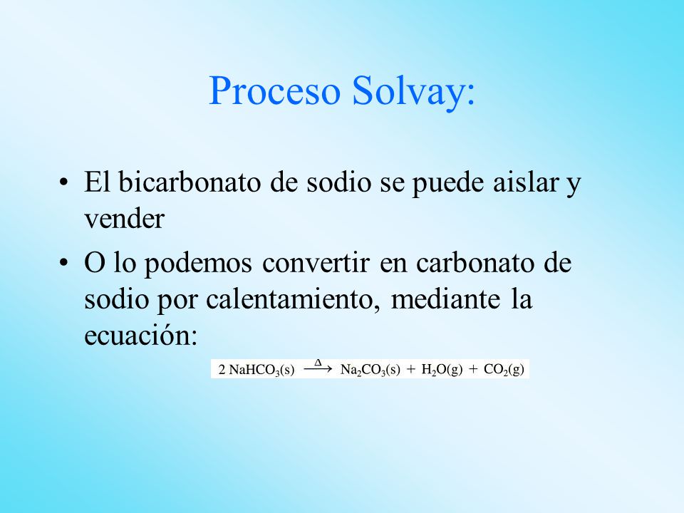 Proceso Solvay: El bicarbonato de sodio se puede aislar y vender