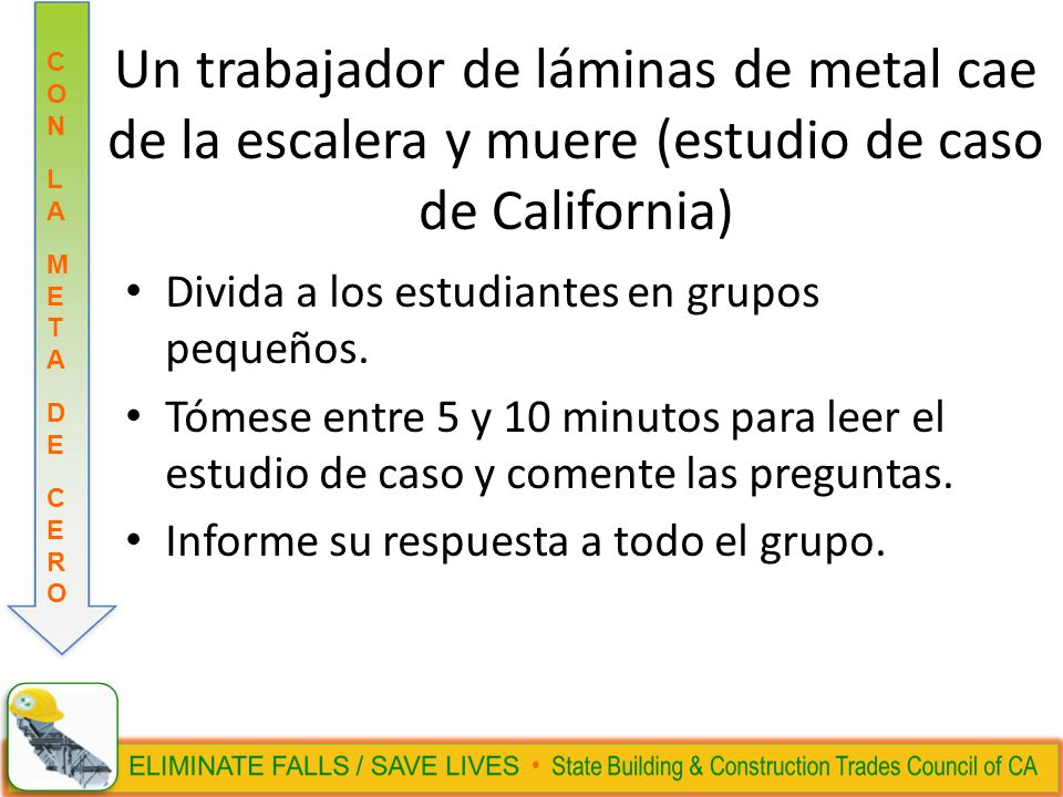 Un trabajador de láminas de metal cae de la escalera y muere (estudio de caso de California)