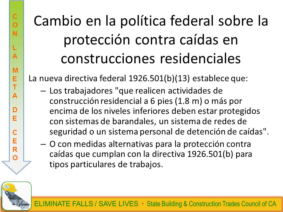 Cambio en la política federal sobre la protección contra caídas en construcciones residenciales