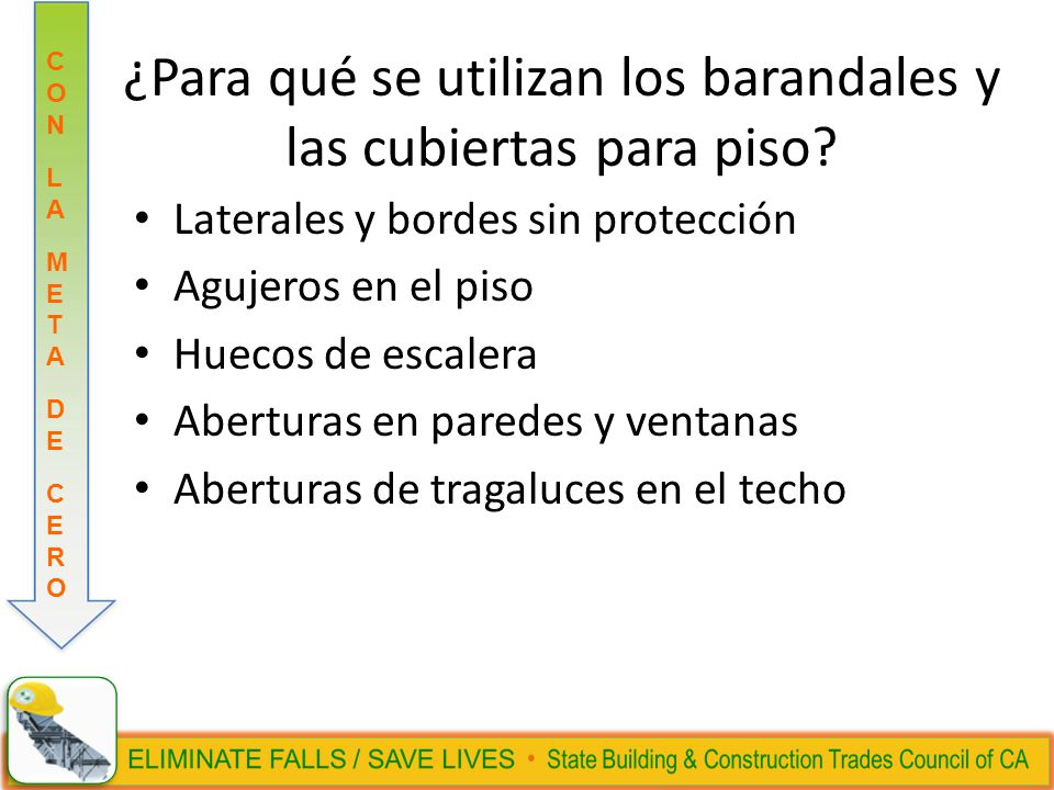 ¿Para qué se utilizan los barandales y las cubiertas para piso