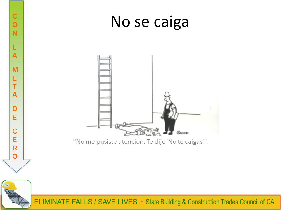 No se caiga No me pusiste atención. Te dije No te caigas .