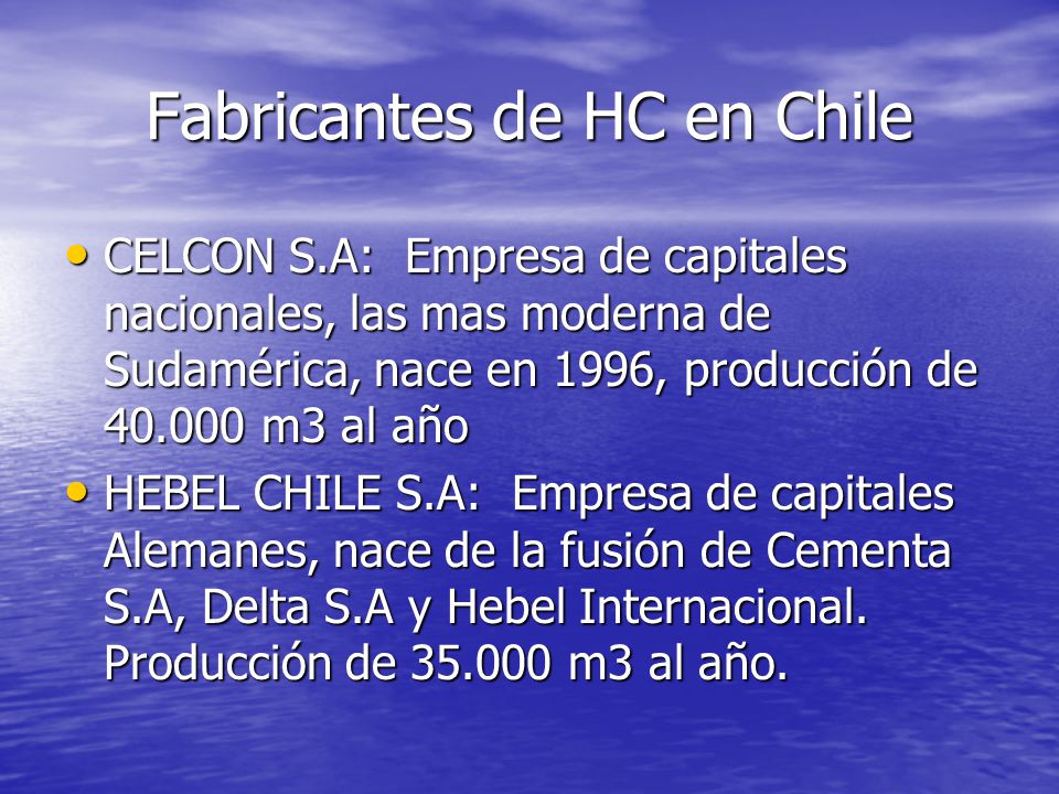 Fabricantes de HC en Chile