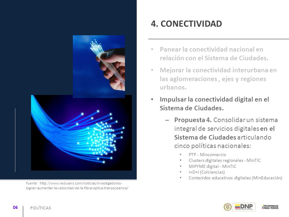 4. CONECTIVIDAD Panear la conectividad nacional en relación con el Sistema de Ciudades.