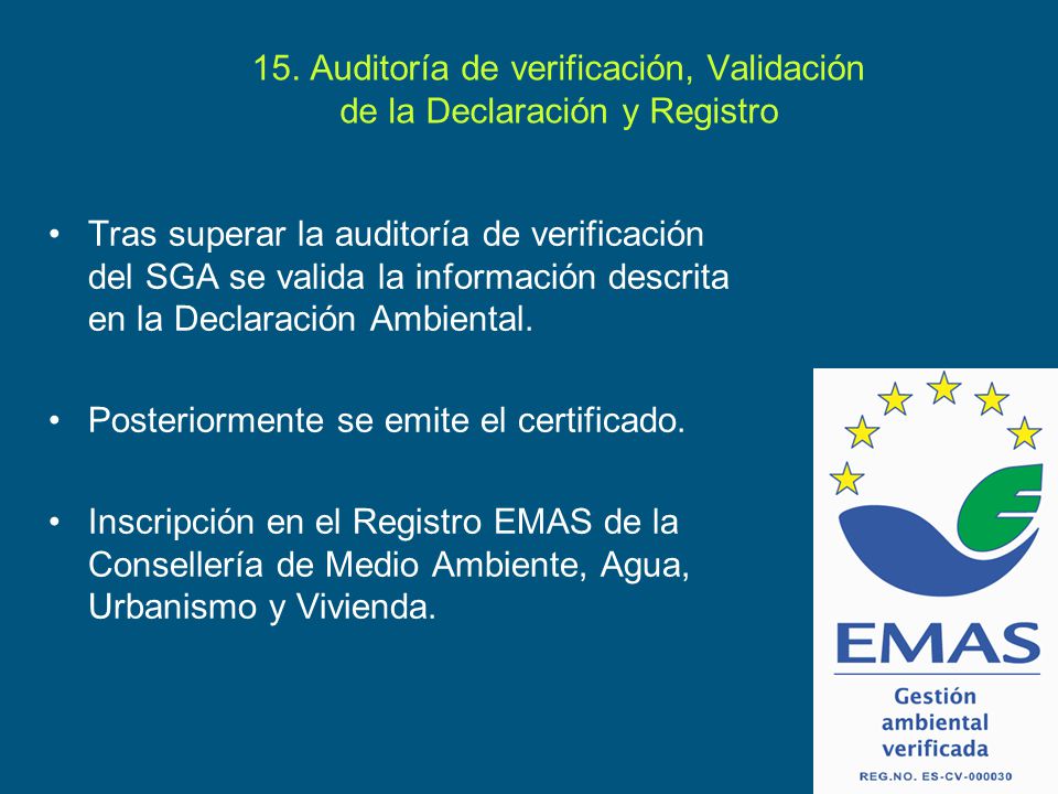 15. Auditoría de verificación, Validación de la Declaración y Registro
