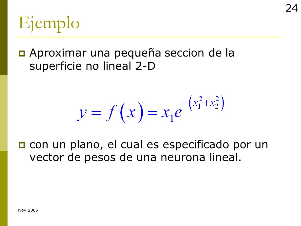 Ejemplo Aproximar una pequeña seccion de la superficie no lineal 2-D