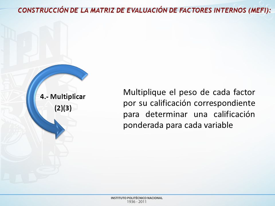 CONSTRUCCIÓN DE LA MATRIZ DE EVALUACIÓN DE FACTORES INTERNOS (MEFI):