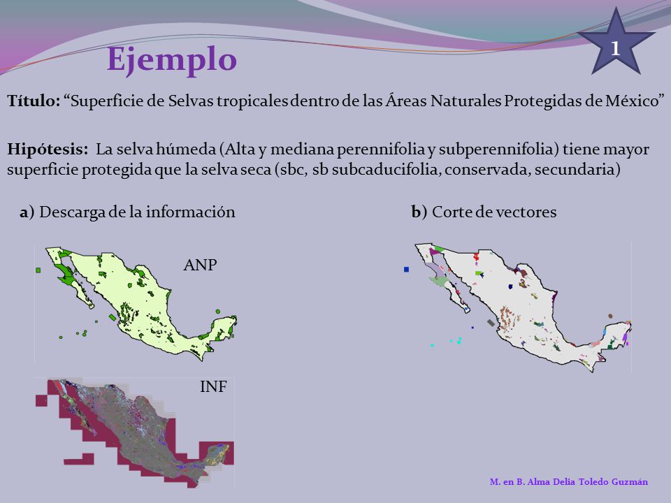 1 Ejemplo. Título: Superficie de Selvas tropicales dentro de las Áreas Naturales Protegidas de México