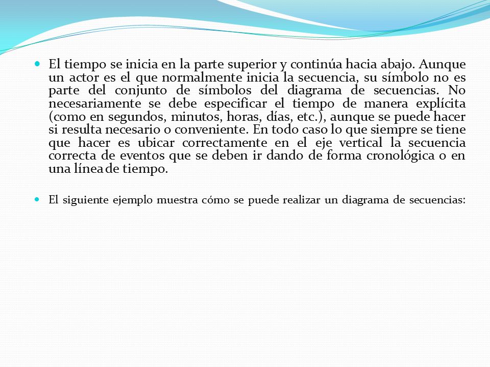 El tiempo se inicia en la parte superior y continúa hacia abajo