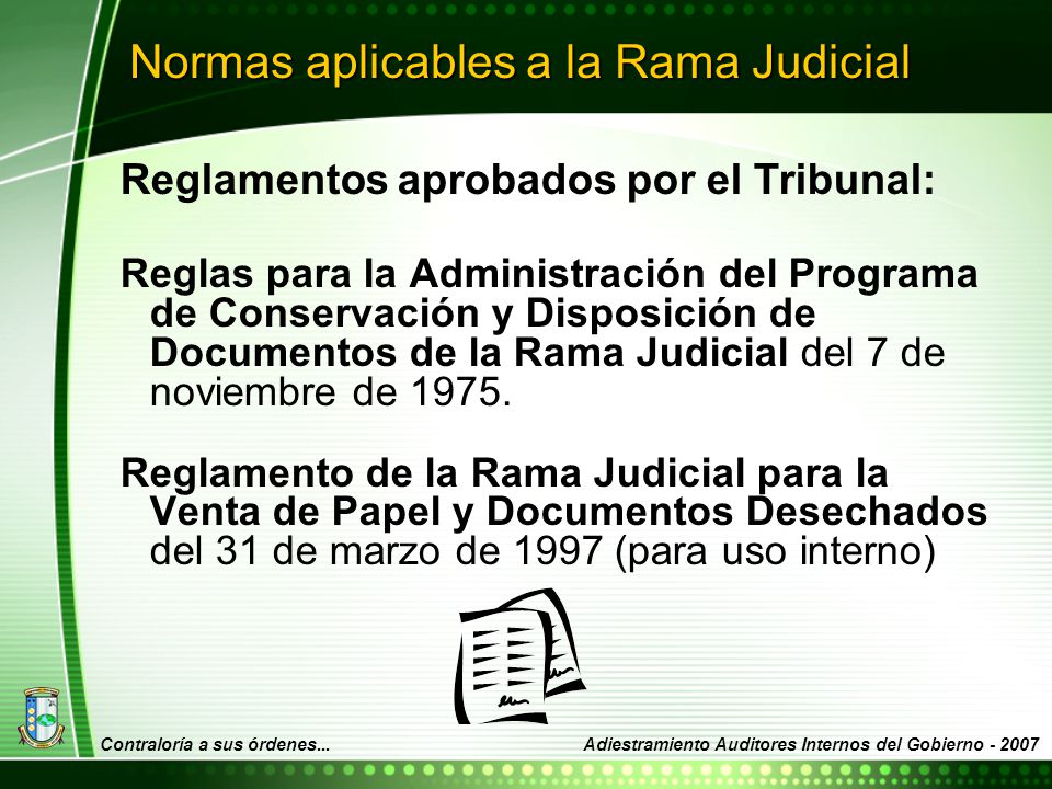 Normas aplicables a la Rama Judicial