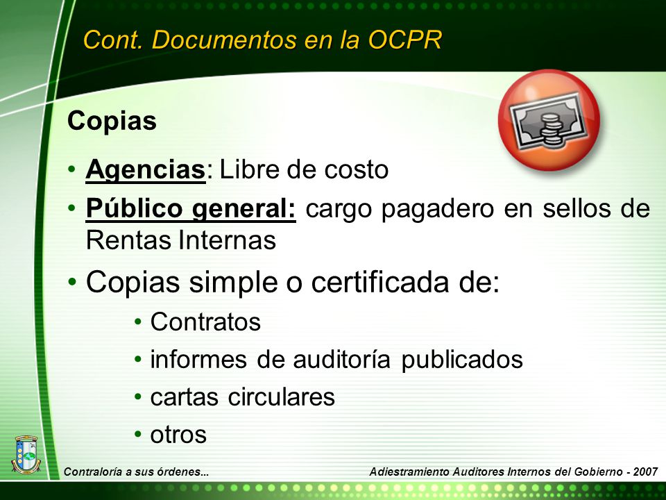 Cont. Documentos en la OCPR