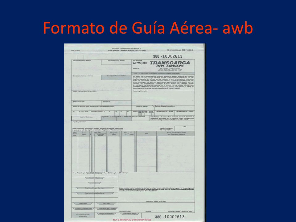 Formato de Guía Aérea- awb