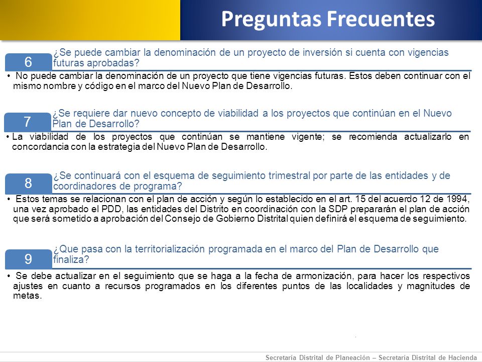 Preguntas Frecuentes ¿Se puede cambiar la denominación de un proyecto de inversión si cuenta con vigencias futuras aprobadas