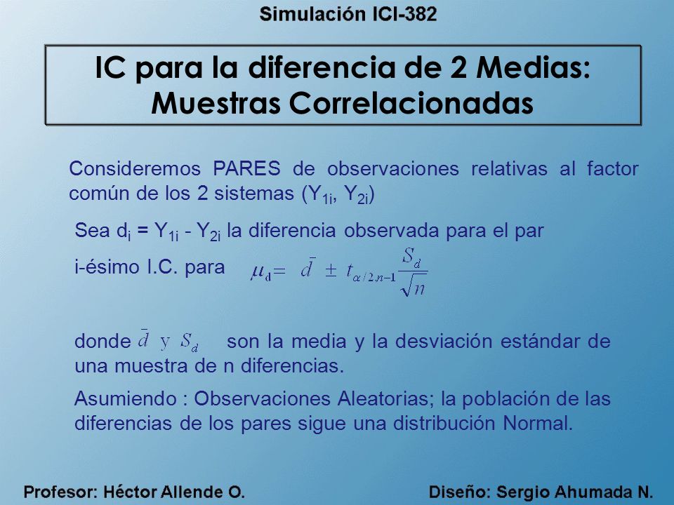 IC para la diferencia de 2 Medias: Muestras Correlacionadas