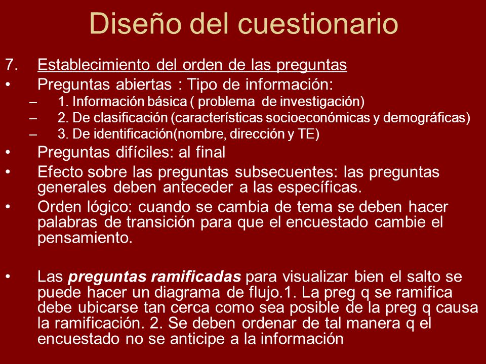 Diseño del cuestionario