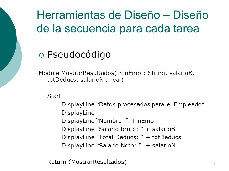 Herramientas de Diseño – Diseño de la secuencia para cada tarea