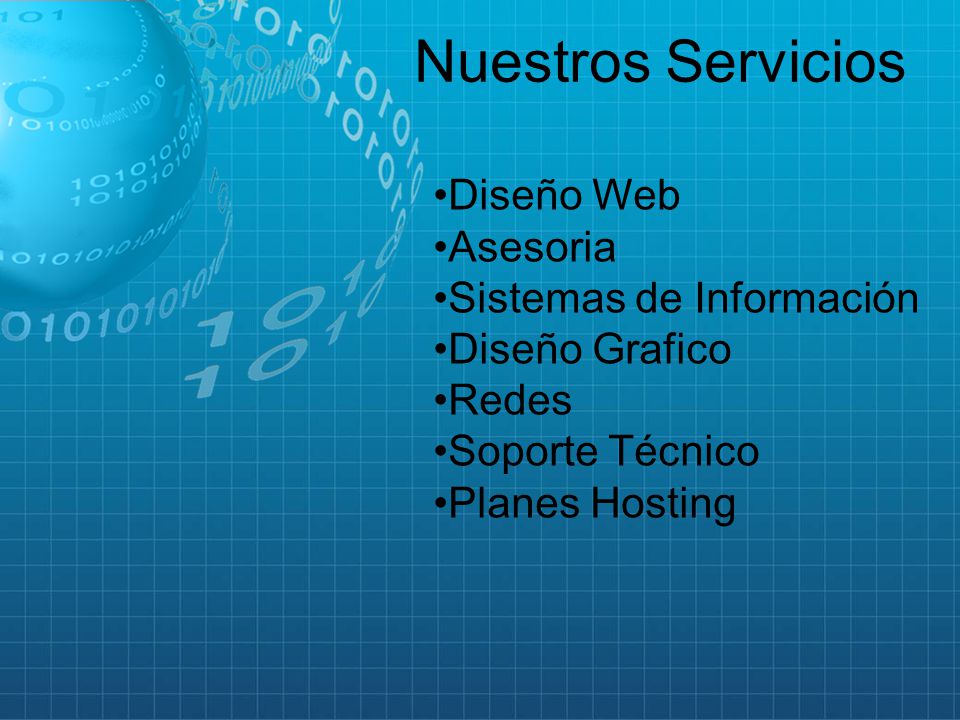 Nuestros Servicios Diseño Web Asesoria Sistemas de Información