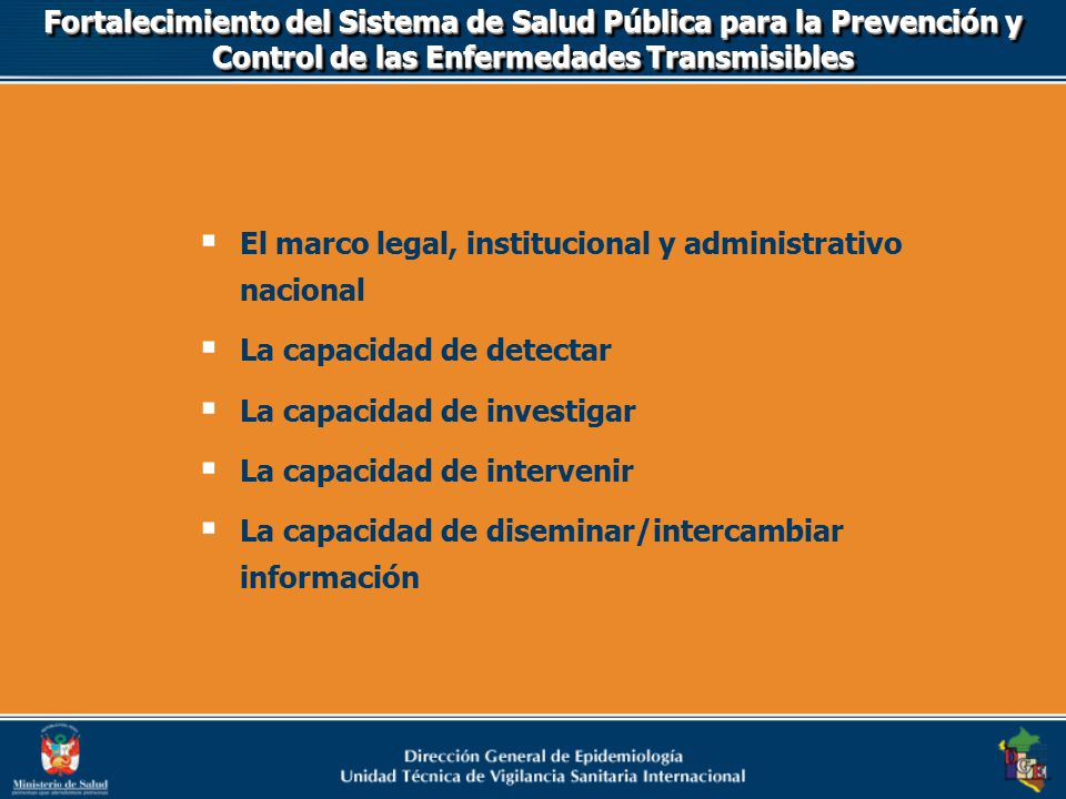 Fortalecimiento del Sistema de Salud Pública para la Prevención y Control de las Enfermedades Transmisibles