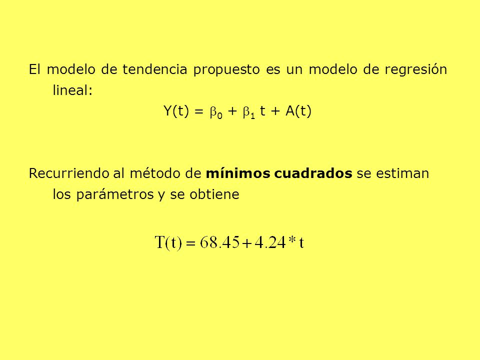 El modelo de tendencia propuesto es un modelo de regresión lineal: