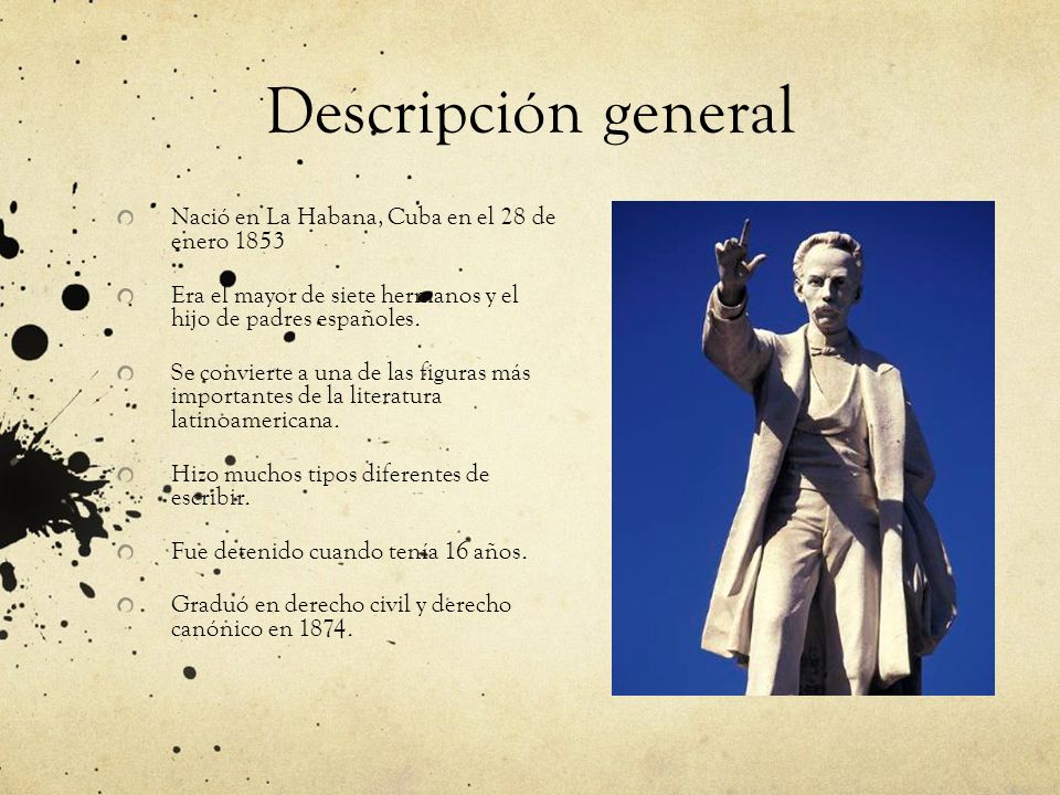 Descripción general Nació en La Habana, Cuba en el 28 de enero 1853