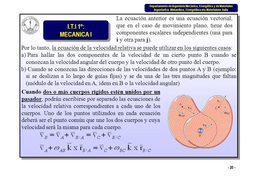 La ecuación anterior es una ecuación vectorial, que en el caso de movimiento plano, tiene dos componentes escalares independientes (una para i y otra para j).