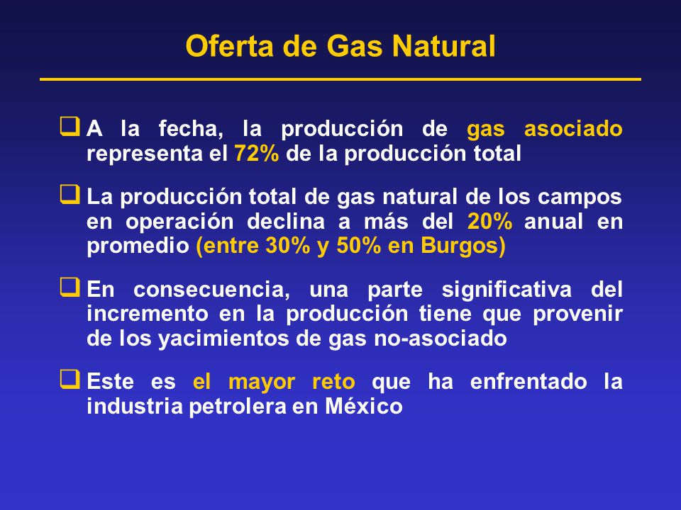 Oferta de Gas Natural A la fecha, la producción de gas asociado representa el 72% de la producción total.