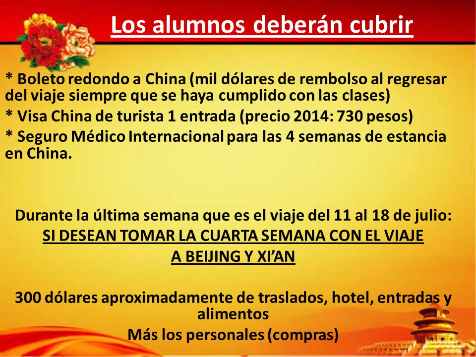 Los alumnos deberán cubrir
