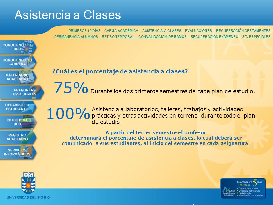 75% Durante los dos primeros semestres de cada plan de estudio.